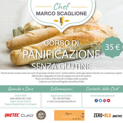 Nuovo corso di Panificazione di Base Senza Glutine (Pane senza glutine, schiacciata senza glutine, Pizza senza glutine)