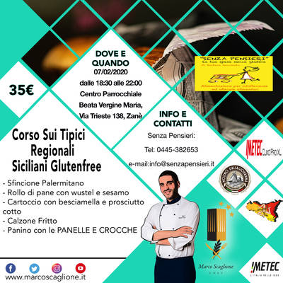 Curso sobre sin gluten regional típica siciliana