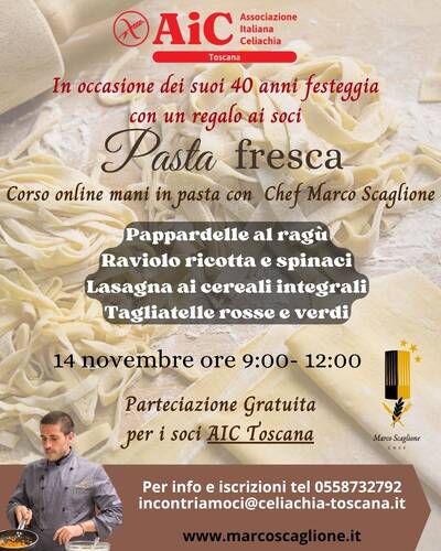 Corso online e in diretta per pasta fresca