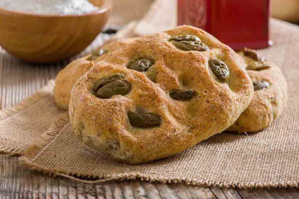 Ciabatta senza glutine  con olive, grano saraceno bianco