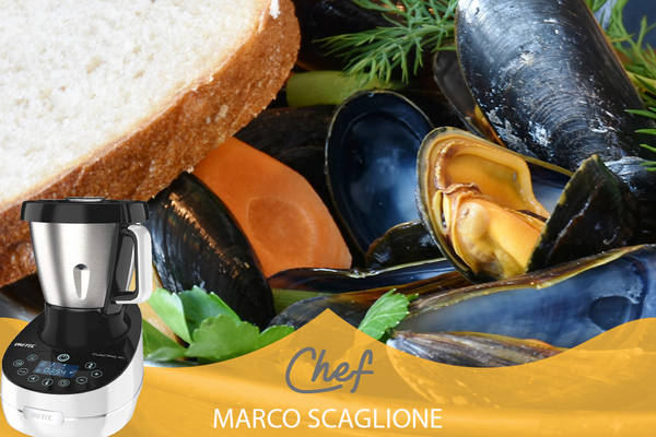 Impepata di cozze con crostone di pane senza glutine 