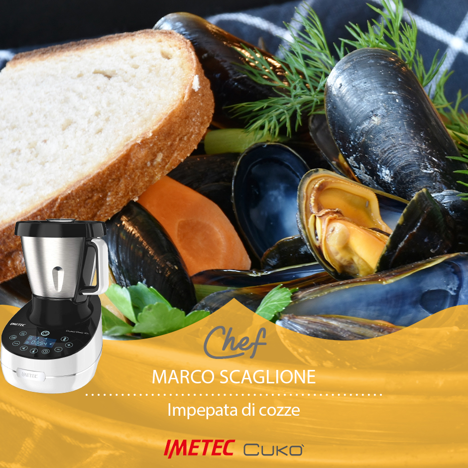 Impepata di cozze con crostone di pane senza glutine 