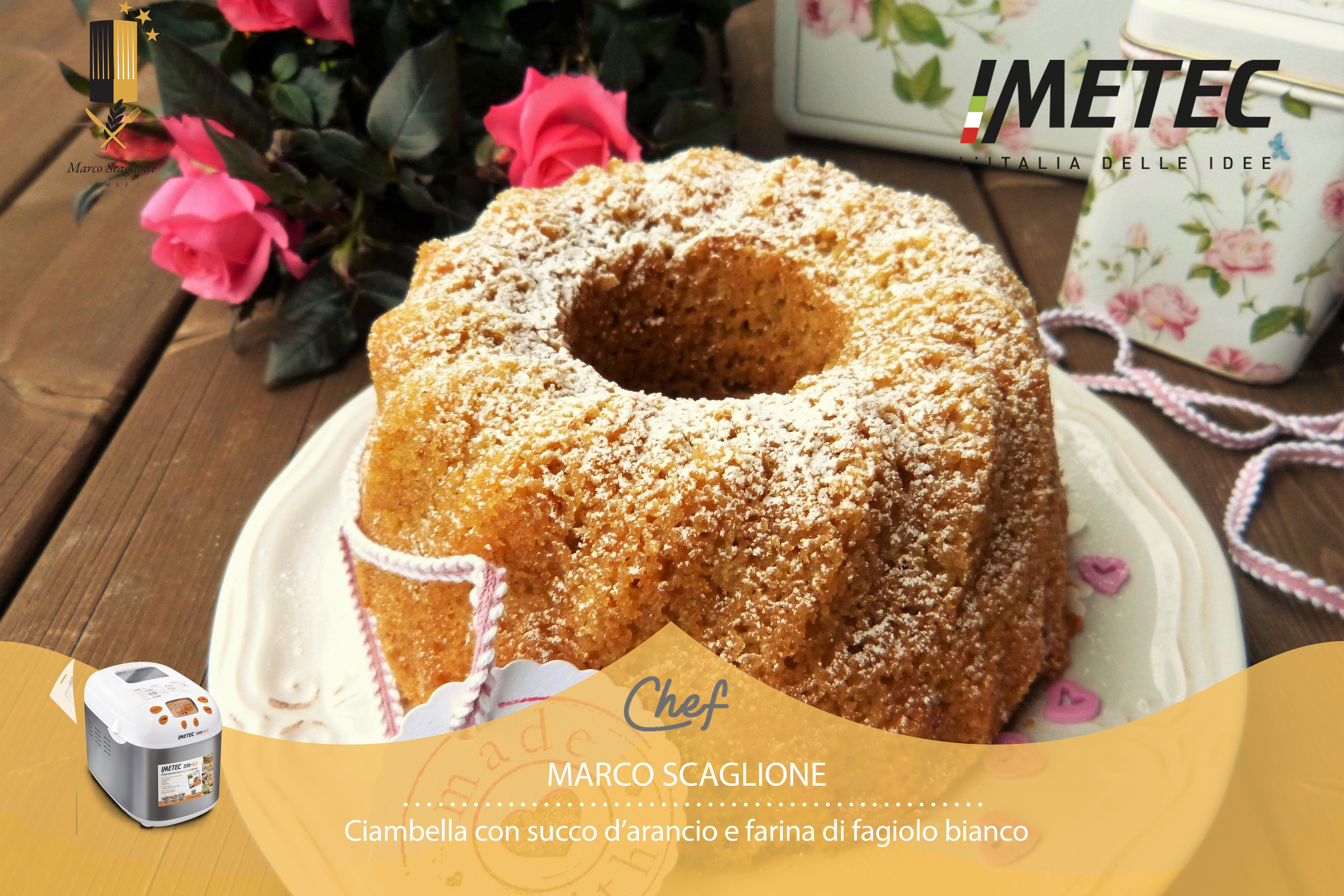 Ciambella senza glutine con succo d'arancio e farina di fagiolo bianco