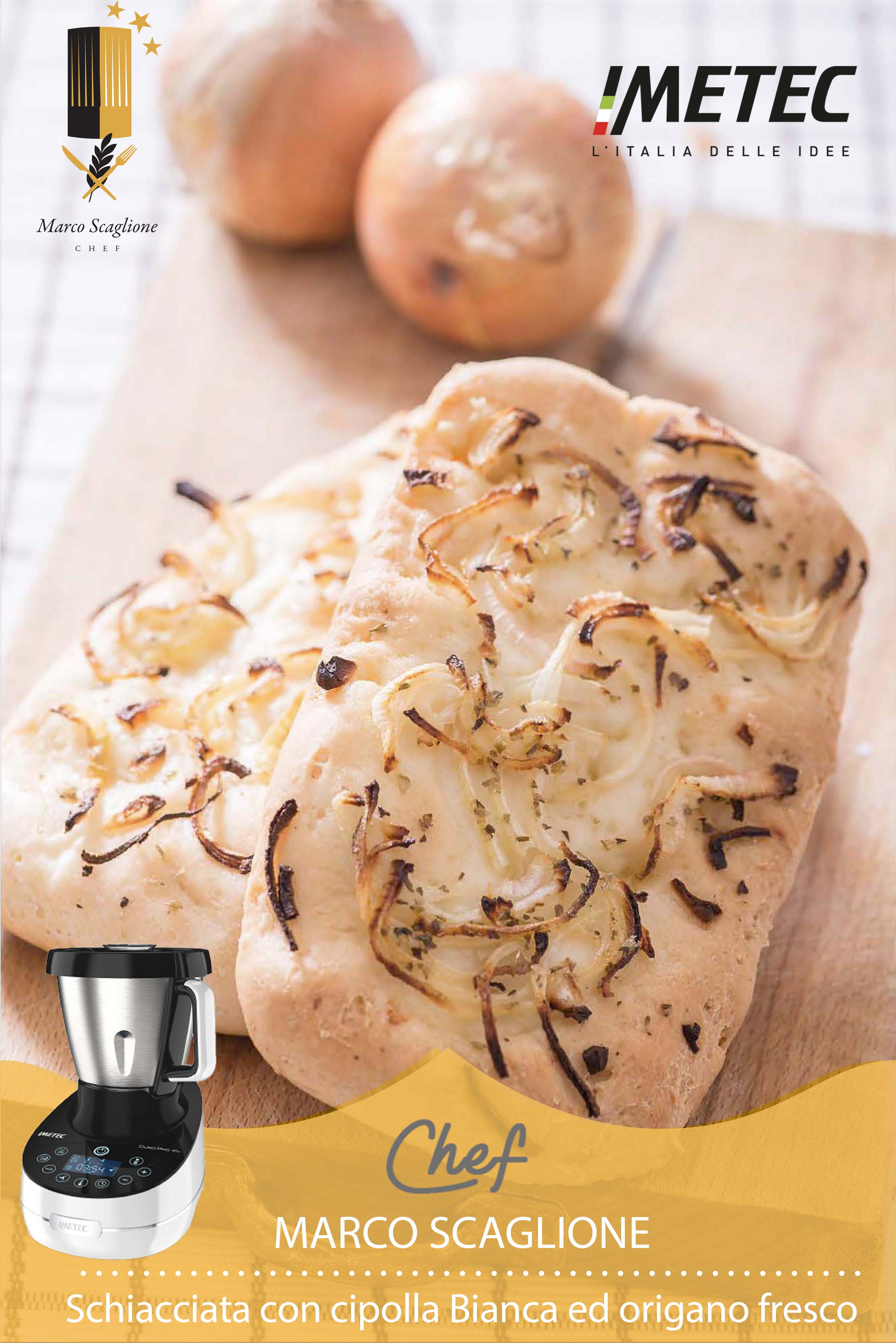 Aplastado sin gluten con cebollas blancas y orégano fresco