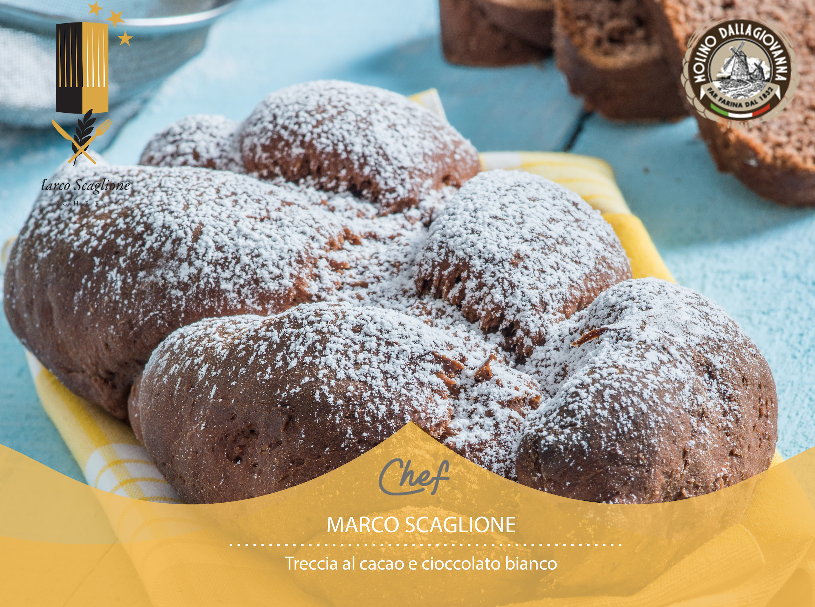 Trenza de pan brioches sin gluten de cacao y chocolate blanco