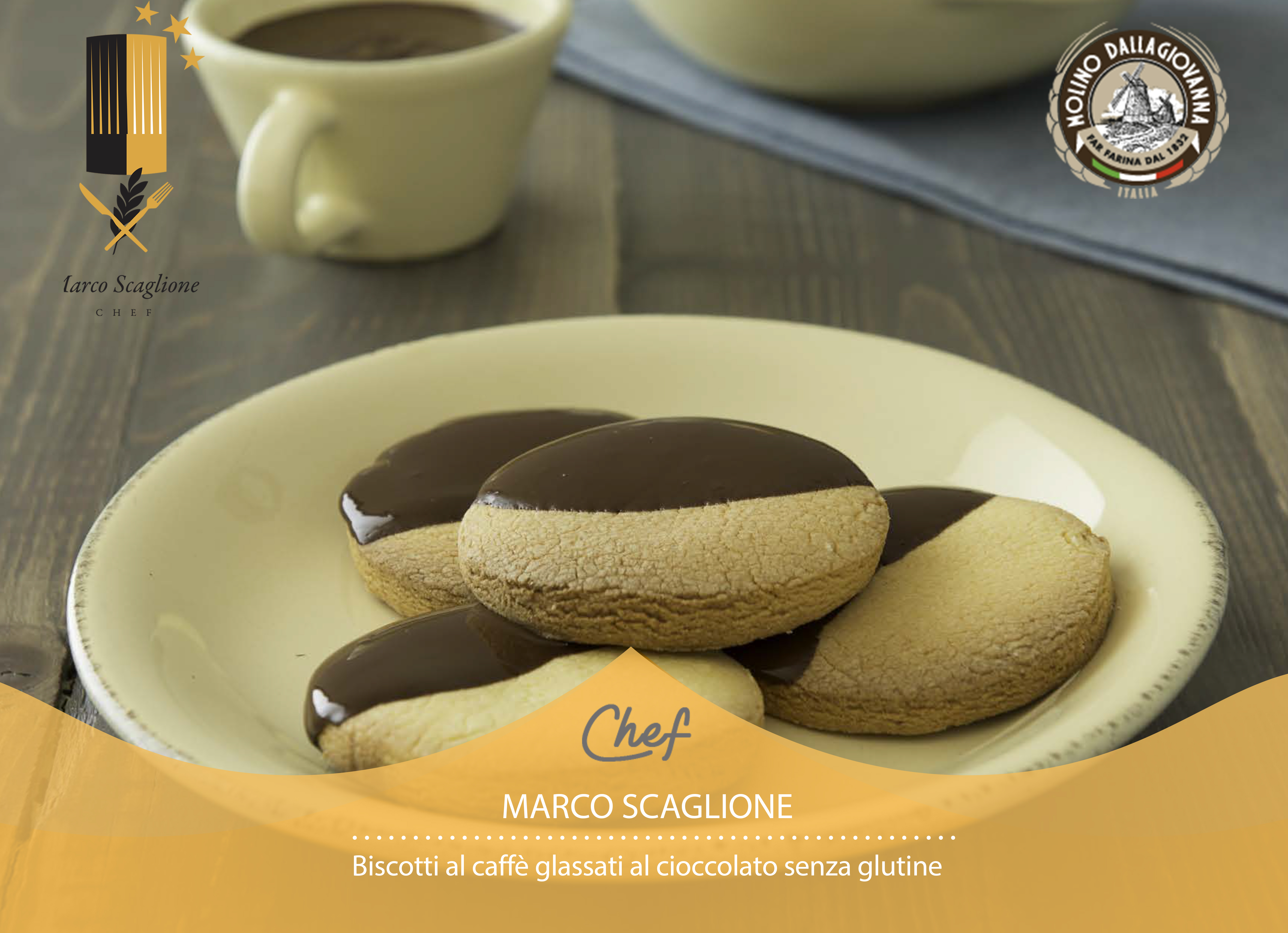Gluten-free chocolate-glazed coffee biscuits