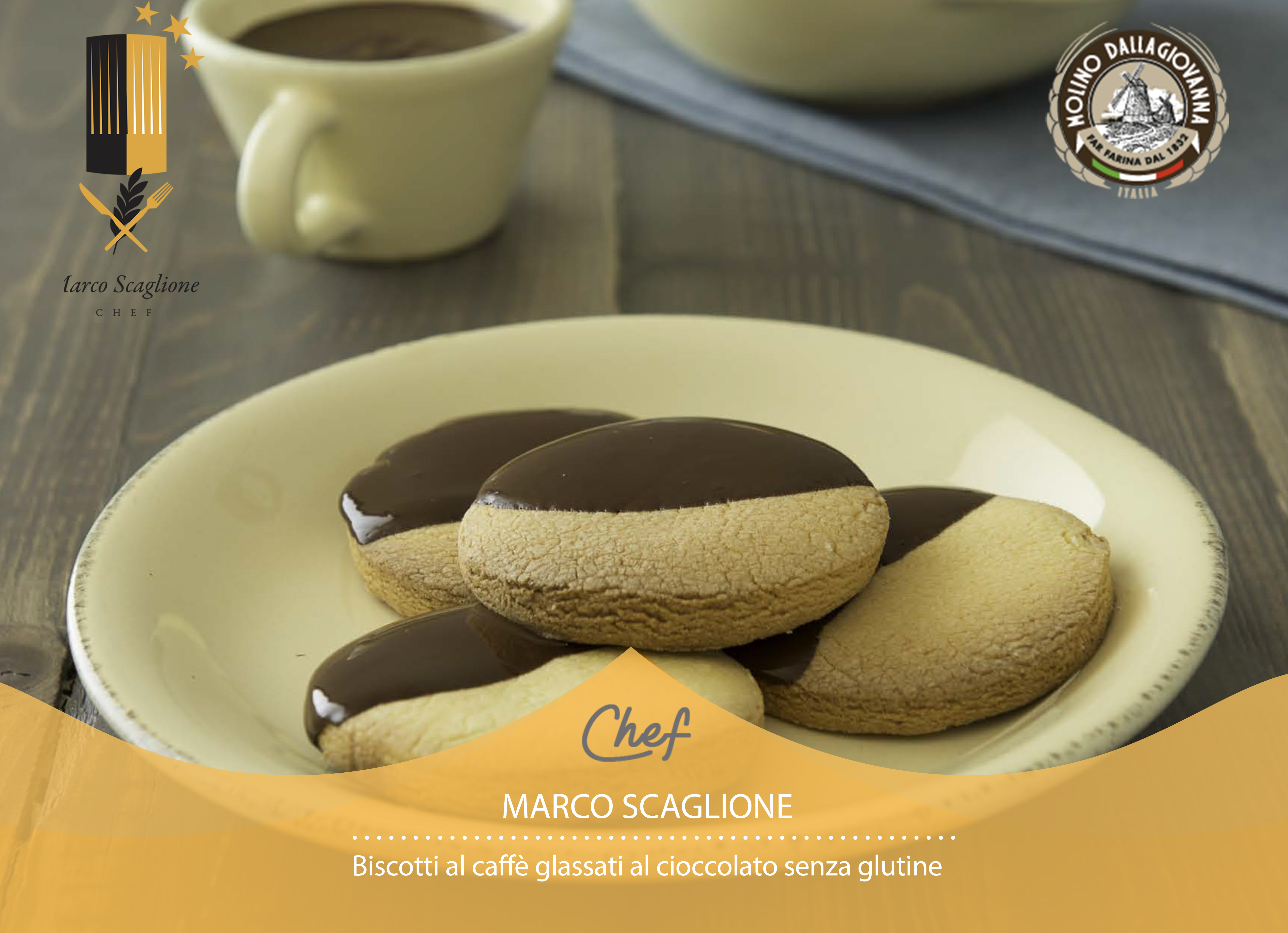 Galletas de café glaseadas con chocolate sin gluten