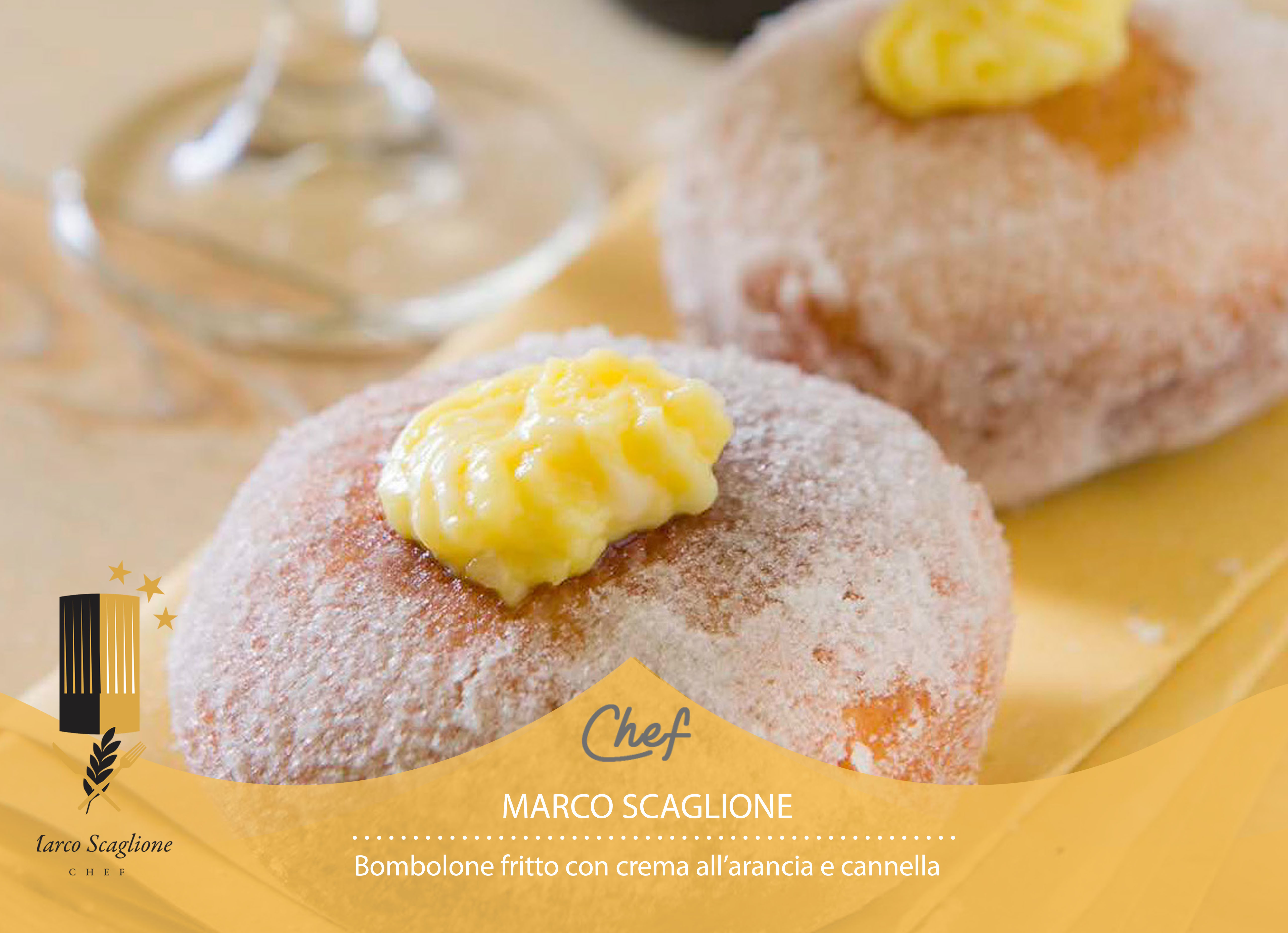 Bomboloni fritti con crema all'arancia e cannella