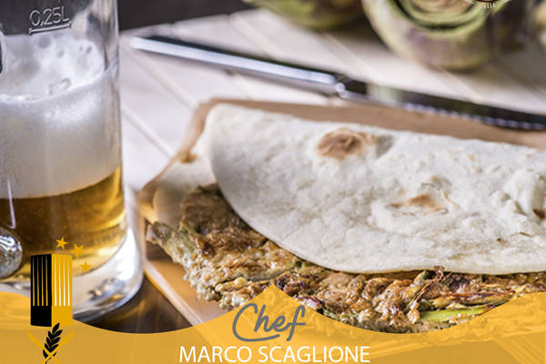 Piadina alla piastra con frittata di carciofi