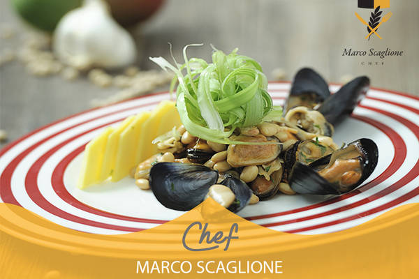 Insalatina di soia con cozze e mango