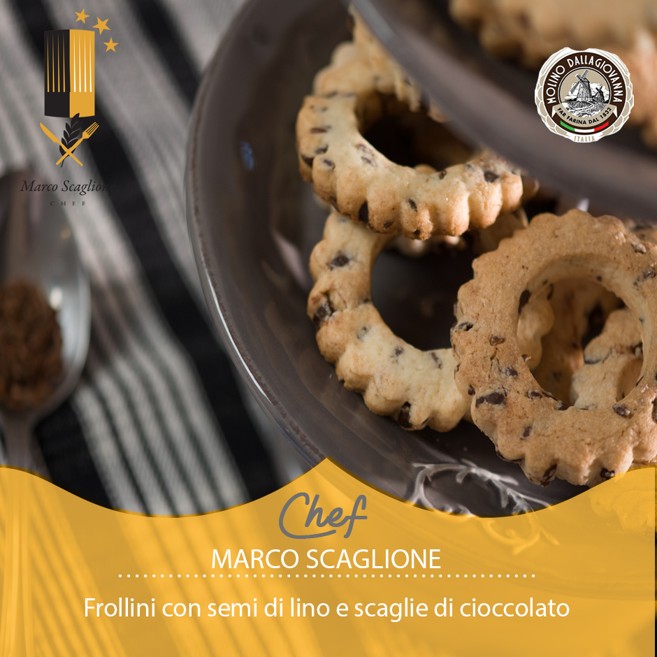 Frollini con semi di lino e gocce di cioccolato