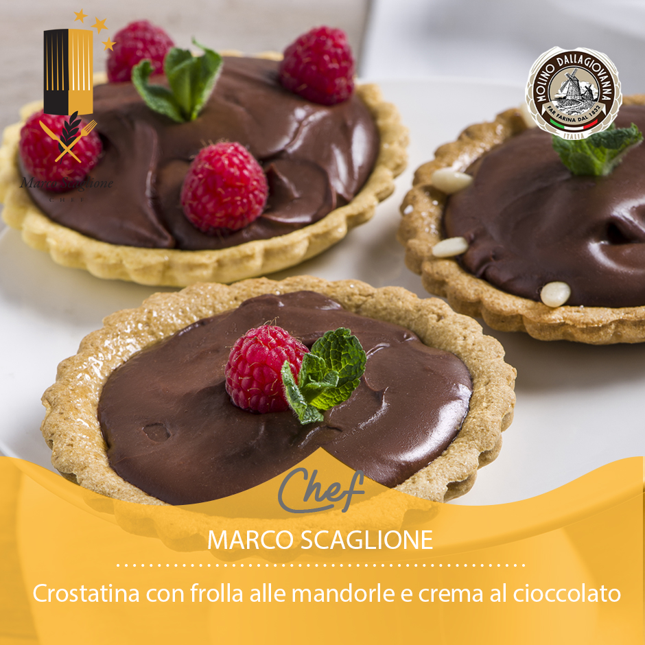 Crostatina con frolla alle mandorle e crema al cioccolato