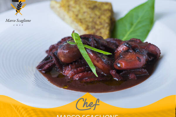 Soupe de muscardini avec croûtes de polenta au teff