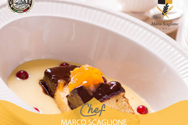 Torta all’arancia con ganache di cioccolato e crema di zabaione