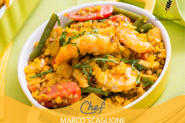 Saracen and shrimp fast paella