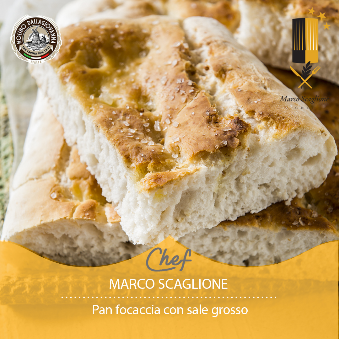 Pan focaccia with coarse salt