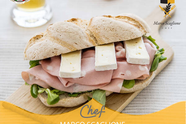 Treccia all’avena con mortadella, valeriana e brie