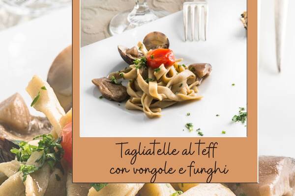 Tagliatelle al teff con vongole e funghi