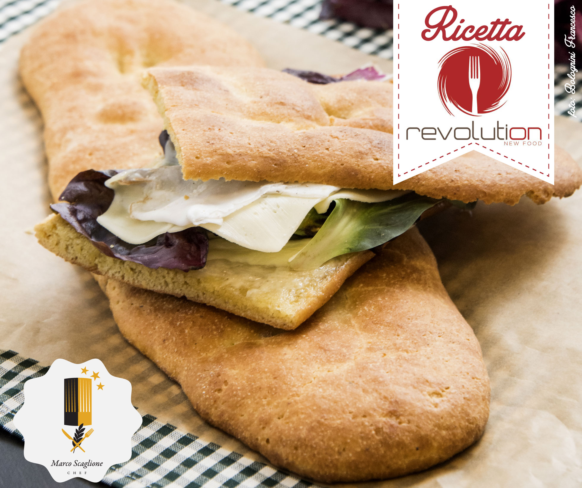 Ciabatta with fresh radicchio, lard and Emmental gluten-free lupine flour