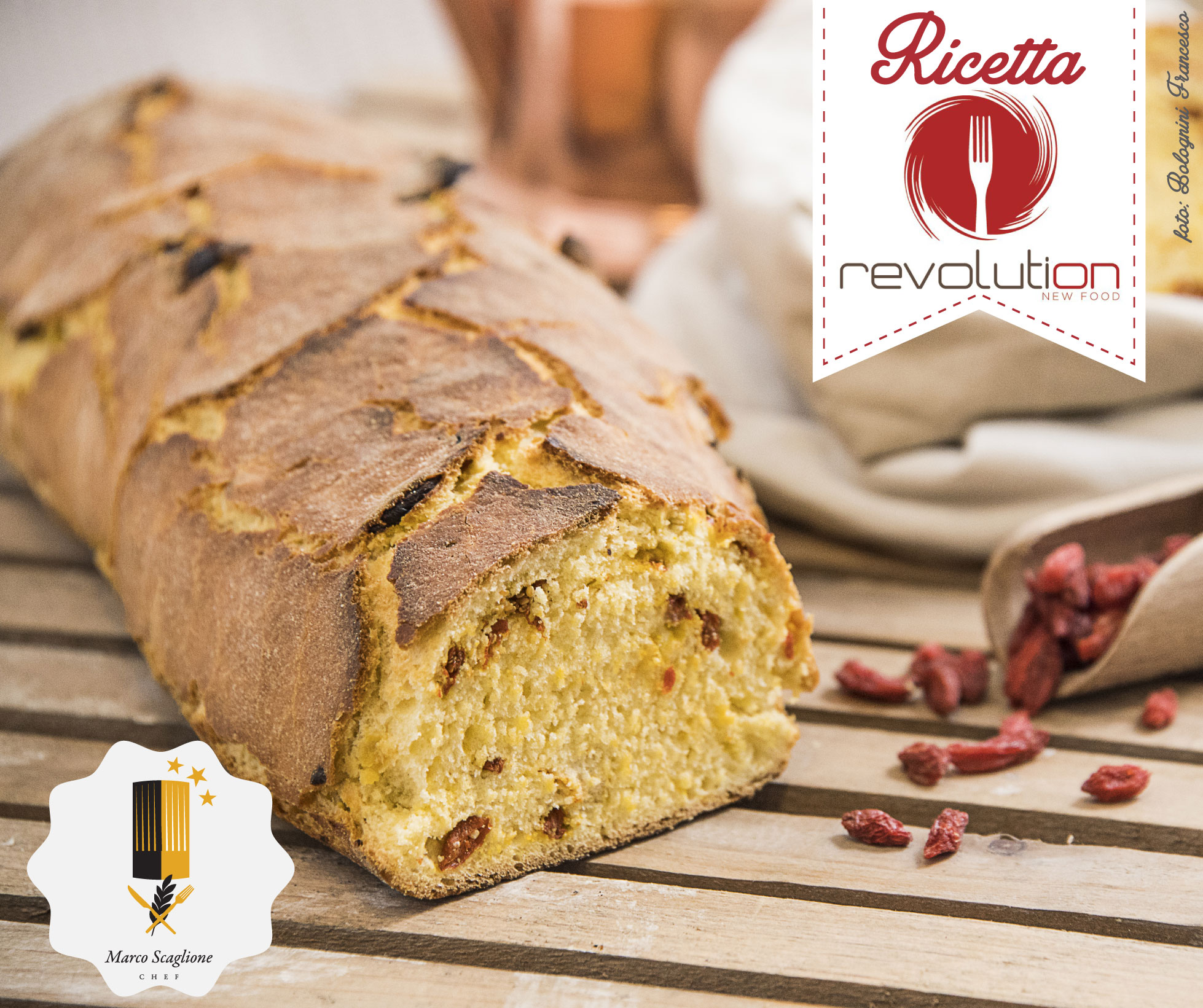 Gluten-free bread loaf with quinoa flour and goji berries